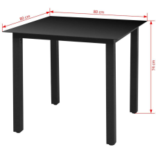 vidaXL Fekete alumínium és üveg kerti asztal 80 x 80 x 74 cm kerti bútor