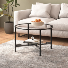 vidaXL fekete-átlátszó edzett üveg dohányzóasztal 70 cm bútor