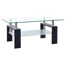 vidaXL fekete-átlátszó edzett üveg dohányzóasztal 95 x 55 x 40 cm bútor