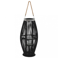 vidaXL Fekete bambusz függő gyertyatartó lámpás, 60 cm világítás
