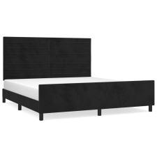 vidaXL fekete bársony ágykeret fejtámlával 160 x 200 cm (3125826) ágy és ágykellék