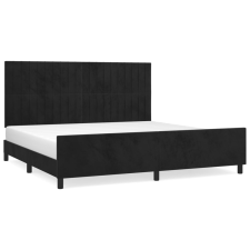 vidaXL fekete bársony ágykeret fejtámlával 200 x 200 cm (3125899) ágy és ágykellék