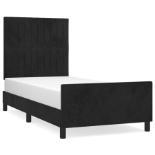 vidaXL fekete bársony ágykeret fejtámlával 90x200 cm (3125857) ágy és ágykellék