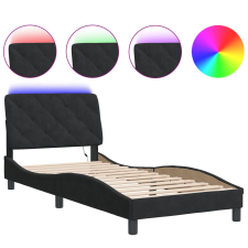vidaXL fekete bársony ágykeret LED-világítással 80 x 200 cm (3213821) ágy és ágykellék