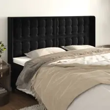 vidaXL fekete bársony fejtámla szárnyakkal 183x16x118/128 cm ágy és ágykellék