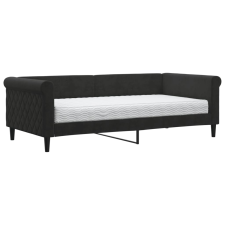 vidaXL fekete bársony heverő matraccal 90 x 190 cm (3197762) ágy és ágykellék