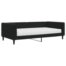 vidaXL fekete bársony kanapéágy matraccal 100 x 200 cm (3196678) ágy és ágykellék