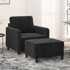 vidaXL fekete bársony kanapéfotel lábtartóval 60 cm bútor