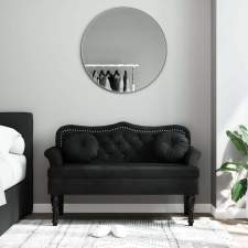 vidaXL fekete bársony pad párnákkal 120,5 x 65 x 75 cm bútor