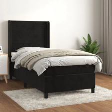 vidaXL fekete bársony rugós ágy matraccal 100 x 200 cm ágy és ágykellék