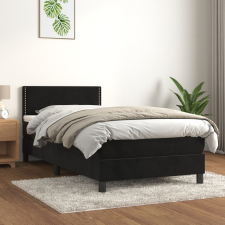 vidaXL fekete bársony rugós ágy matraccal 100 x 200 cm ágy és ágykellék