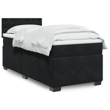 vidaXL fekete bársony rugós ágy matraccal 100 x 200 cm ágy és ágykellék