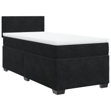 vidaXL fekete bársony rugós ágy matraccal 100 x 200 cm ágy és ágykellék