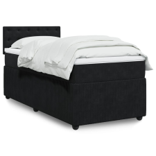 vidaXL fekete bársony rugós ágy matraccal 100 x 200 cm ágy és ágykellék