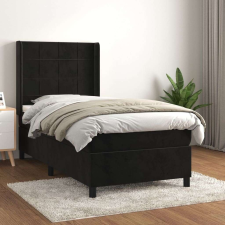 vidaXL fekete bársony rugós ágy matraccal 100 x 200 cm ágy és ágykellék