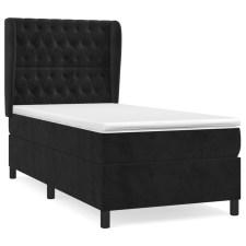 vidaXL fekete bársony rugós ágy matraccal 100 x 200 cm (3129377) ágy és ágykellék