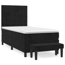 vidaXL fekete bársony rugós ágy matraccal 100 x 200 cm (3137829) ágy és ágykellék
