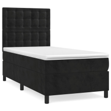 vidaXL fekete bársony rugós ágy matraccal 100 x 200 cm (3143249) ágy és ágykellék