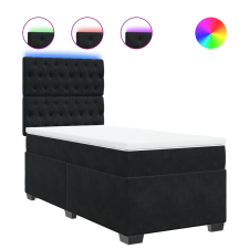 vidaXL fekete bársony rugós ágy matraccal 100 x 200 cm (3293142) ágy és ágykellék