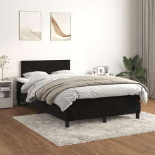vidaXL fekete bársony rugós ágy matraccal 120 x 200 cm ágy és ágykellék