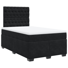 vidaXL fekete bársony rugós ágy matraccal 120 x 200 cm (3290890) ágy és ágykellék