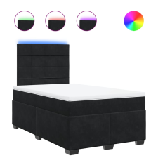 vidaXL fekete bársony rugós ágy matraccal 120 x 200 cm (3293184) ágy és ágykellék