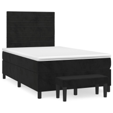 vidaXL fekete bársony rugós ágy matraccal 120x190 cm ágy és ágykellék