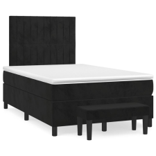 vidaXL fekete bársony rugós ágy matraccal 120x190 cm ágy és ágykellék