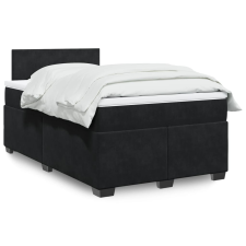 vidaXL fekete bársony rugós ágy matraccal 120x190 cm ágy és ágykellék