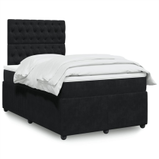 vidaXL fekete bársony rugós ágy matraccal 120x190 cm ágy és ágykellék