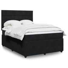 vidaXL fekete bársony rugós ágy matraccal 140 x 190 cm ágy és ágykellék