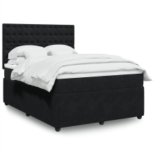 vidaXL fekete bársony rugós ágy matraccal 140 x 190 cm ágy és ágykellék