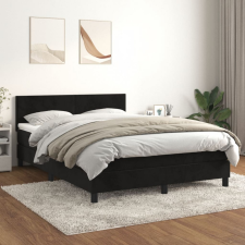 vidaXL fekete bársony rugós ágy matraccal 140 x 190 cm ágy és ágykellék