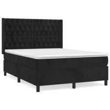vidaXL fekete bársony rugós ágy matraccal 140 x 190 cm (3132857) ágy és ágykellék