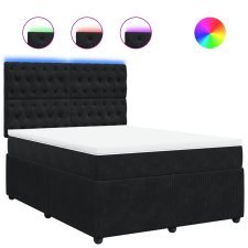 vidaXL fekete bársony rugós ágy matraccal 140 x 190 cm (3294642) ágy és ágykellék