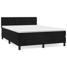 vidaXL fekete bársony rugós ágy matraccal 140x200 cm (3141487) ágy és ágykellék