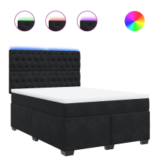 vidaXL fekete bársony rugós ágy matraccal 140x200 cm (3293238) ágy és ágykellék