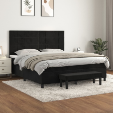 vidaXL fekete bársony rugós ágy matraccal 160x200 cm ágy és ágykellék
