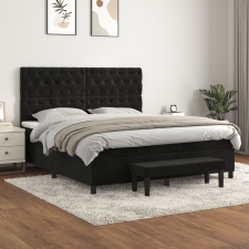 vidaXL fekete bársony rugós ágy matraccal 160x200 cm ágy és ágykellék