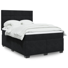 vidaXL fekete bársony rugós ágy matraccal 160x200 cm ágy és ágykellék
