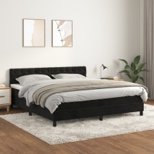 vidaXL fekete bársony rugós ágy matraccal 160x200 cm ágy és ágykellék