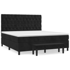 vidaXL fekete bársony rugós ágy matraccal 160x200 cm (3138033) ágy és ágykellék