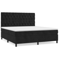 vidaXL fekete bársony rugós ágy matraccal 160x200 cm (3143213) ágy és ágykellék