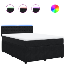 vidaXL fekete bársony rugós ágy matraccal 160x200 cm (3290096) ágy és ágykellék