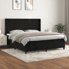 vidaXL fekete bársony rugós ágy matraccal 180x200 cm ágy és ágykellék