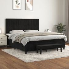 vidaXL fekete bársony rugós ágy matraccal 180x200 cm ágy és ágykellék