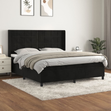 vidaXL fekete bársony rugós ágy matraccal 180x200 cm ágy és ágykellék