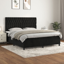 vidaXL fekete bársony rugós ágy matraccal 180x200 cm ágy és ágykellék