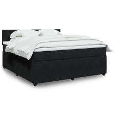 vidaXL fekete bársony rugós ágy matraccal 180x200 cm ágy és ágykellék