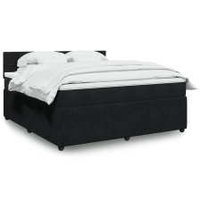 vidaXL fekete bársony rugós ágy matraccal 180x200 cm ágy és ágykellék
